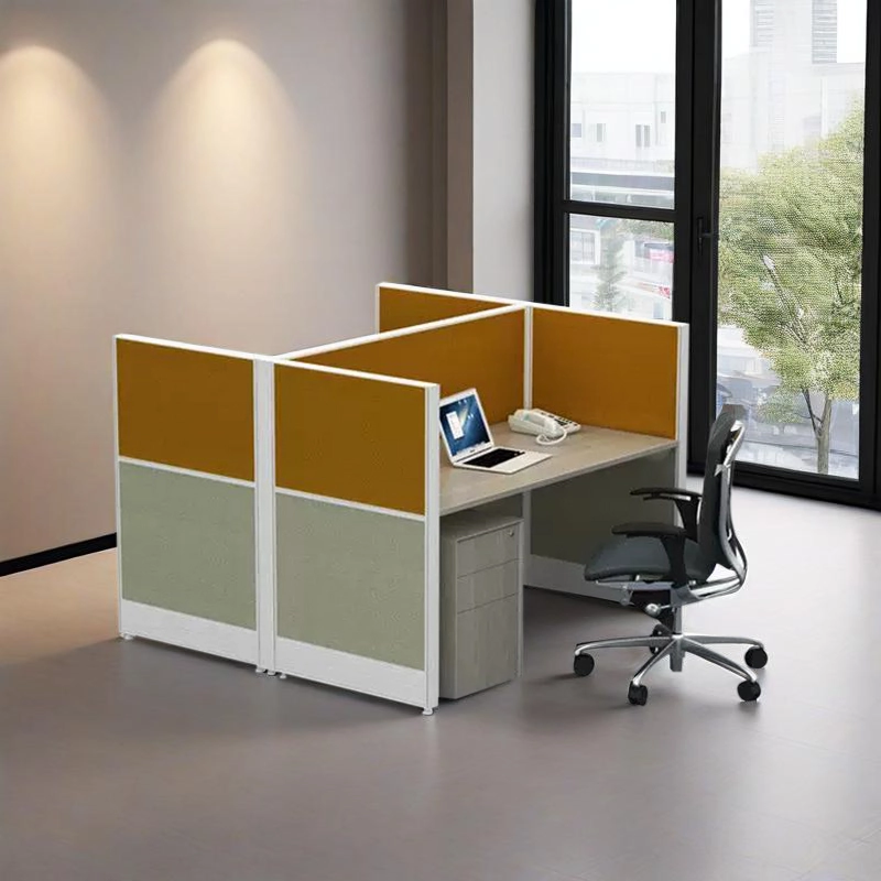 Modern Modular L-Shaped Workstation with Partitions for Open Office Spaces - MEI YI