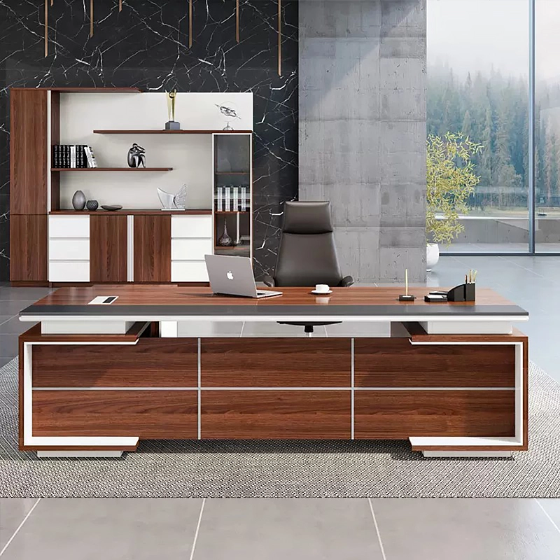 طاولة كمبيوتر على شكل حرف L من أثاث المكاتب - مكتب فاخر للمدير التنفيذي - مي يي