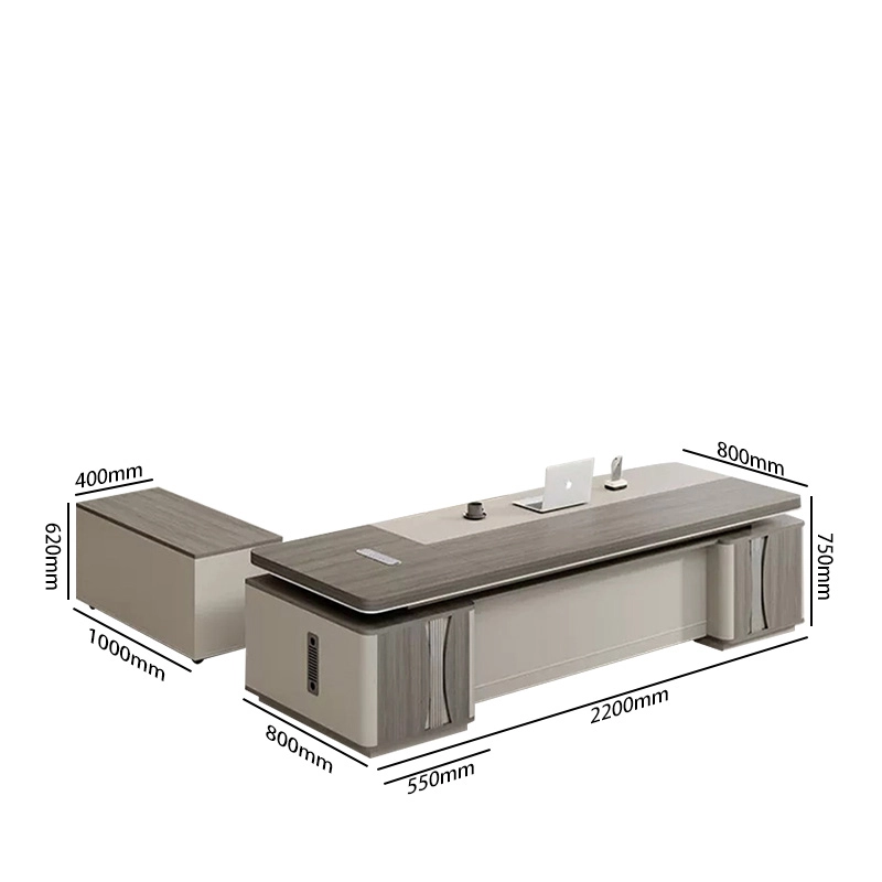 مجموعة مكاتب تنفيذية حديثة للبيع، طاولة خشبية على شكل حرف L، محطات عمل معيارية MFC للمكتب المنزلي - MEI YI