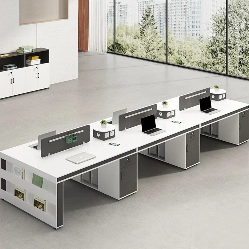 Modern MFC White Staff Computer Workstation with Panel Partitions for Home Office OEM Manufacturer MEIYI - MEI YI