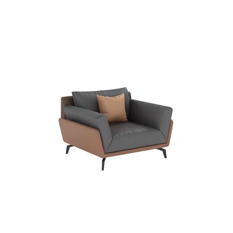 533-(1) - MEI YI Modern Leather Sofa Set with Accent Chairs & Coffee Table – Sleek Grey & Brown Living Room Furniture for Contemporary Spaces - MEI YI