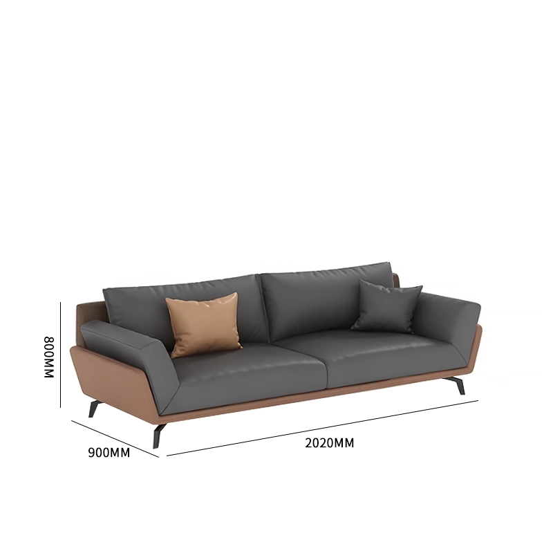533-(6) - MEI YI Modern Leather Sofa Set with Accent Chairs & Coffee Table – Sleek Grey & Brown Living Room Furniture for Contemporary Spaces - MEI YI