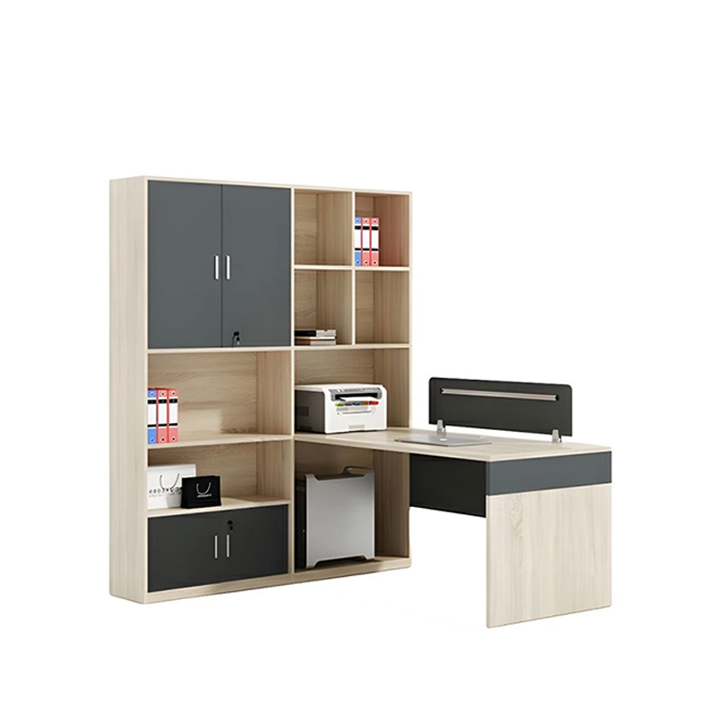 Office Staff Four Person Workstation with Side Wooden Cabinet for Business Workspace ODM Solution Provider MEIYI - MEI YI