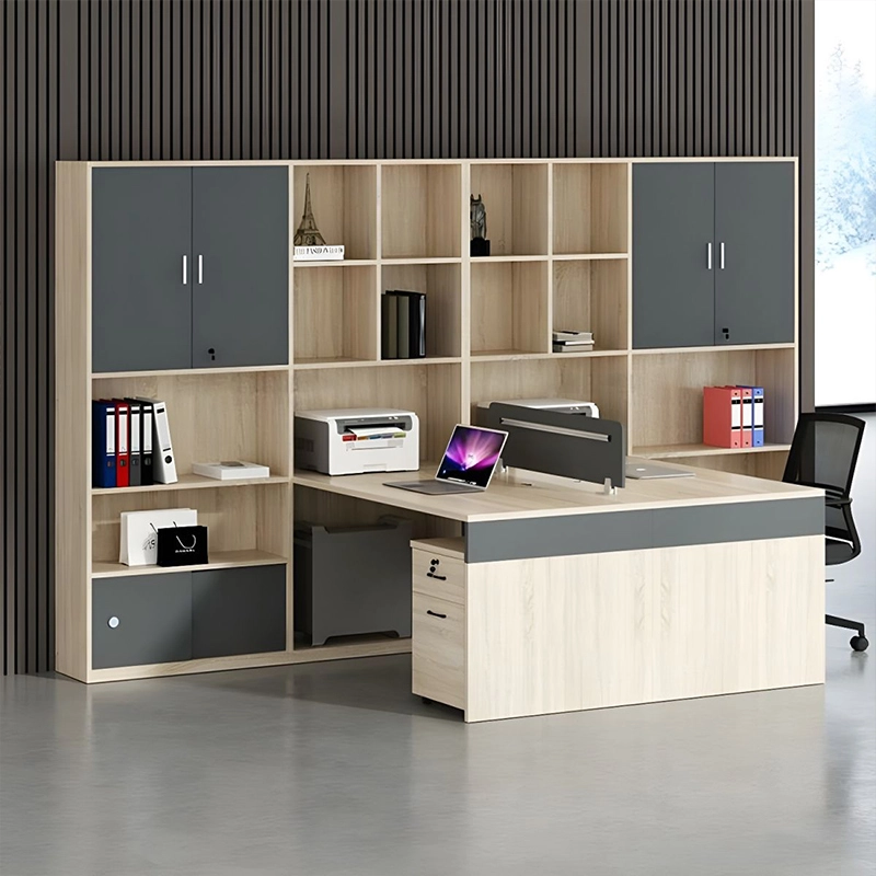Four Person Workstation Furniture with Side Wooden Cabinet for Office Staff Working Area Project Contractor MEIYI - MEI YI