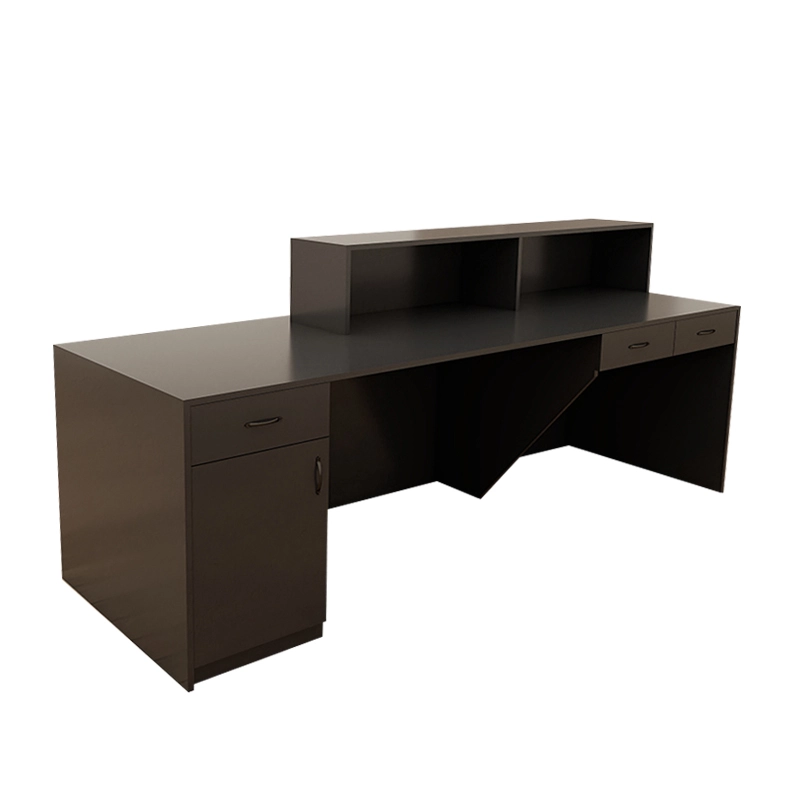 L Shape Black Wooden Contemporary Guest Reception Desk Custom Colored Front Desk Counter - MEI YI