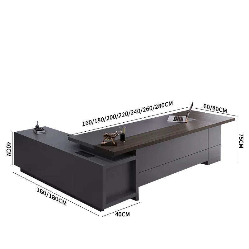 L Shaped Office Boss Table MDF Material for Executive Working Area B2B Furniture Vendor MEIYI - MEI YI