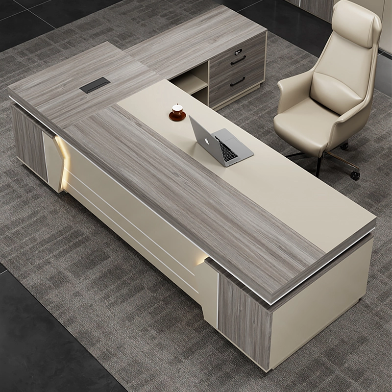 Luxury MFC L Shape Executive Office Desk for Manager Boss Workspace OEM Manufacturer MEIYI - MEI YI