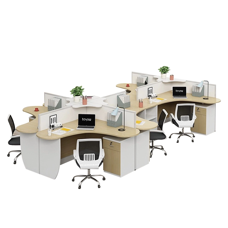 4-Person Modular L-Shaped Workstation with Partitions for Collaborative Offices - MEI YI