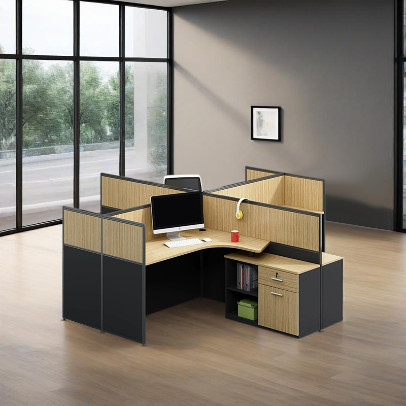 4-Person Employee Workstation with Privacy Partitions and Custom Colors