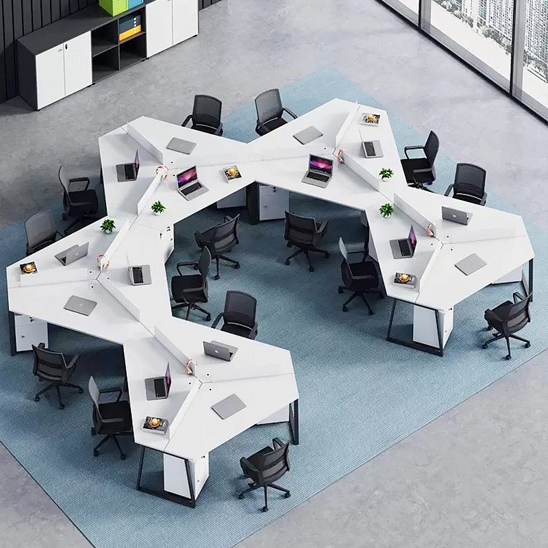 Modern 4Person Customized Melamine Wood Metal Office Desk for Home Office Space OEM Manufacturer MEIYI - MEI YI