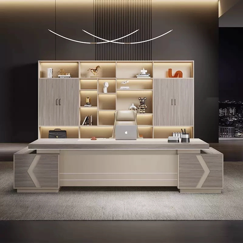 Luxury MFC L Shaped CEO Desk Premium Grade for High level Management Office B2B Furniture Vendor MEIYI - MEI YI