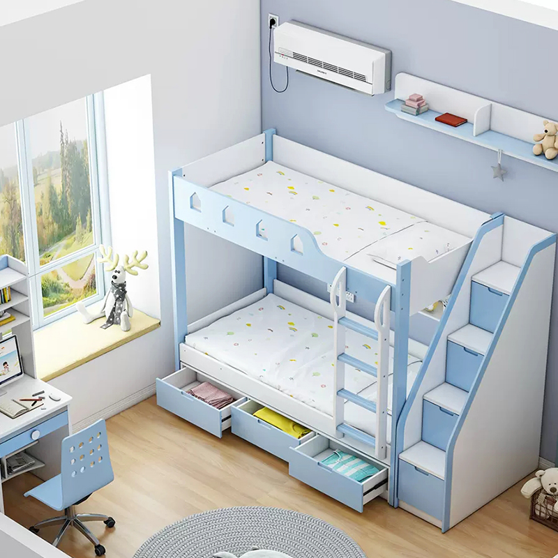 2026 Modern Wooden Bunk Bed with Storage