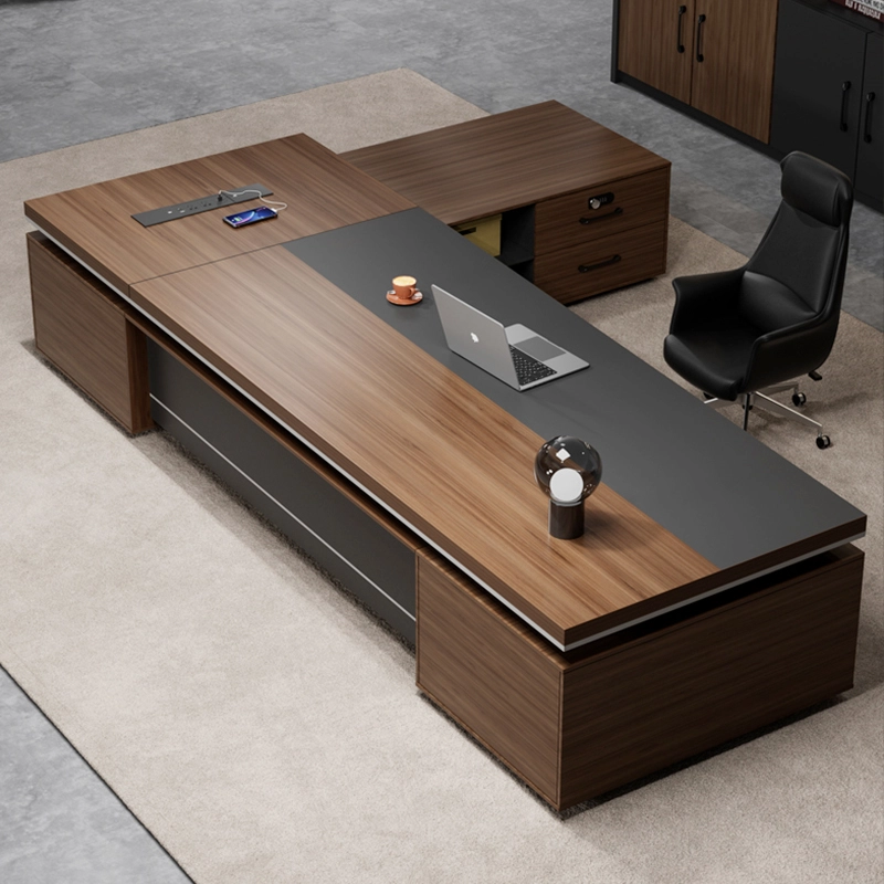 Modern Customized Classic Office Furniture L-Shaped Wooden Furniture Manager Boss Executive Desk - MEI YI