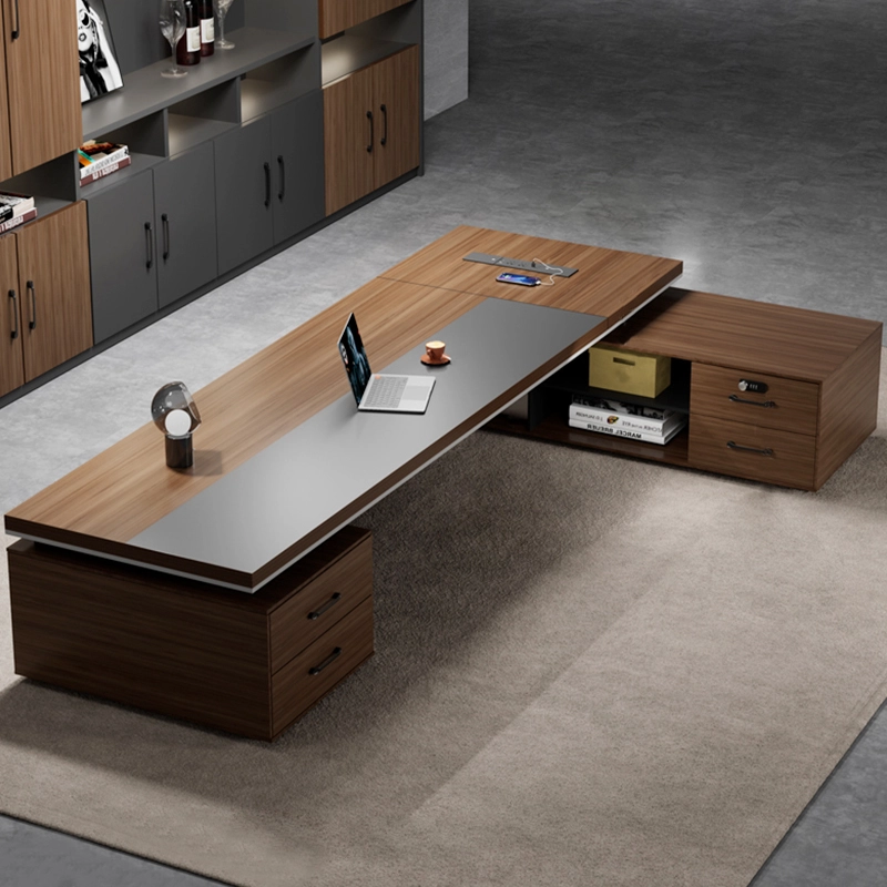 Modern Customized Classic Office Furniture L-Shaped Wooden Furniture Manager Boss Executive Desk - MEI YI
