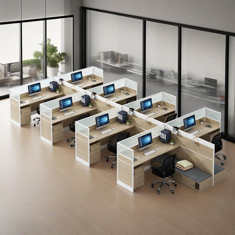 I-shaped office workstation, partitioned office desk, workstation with rest sofa