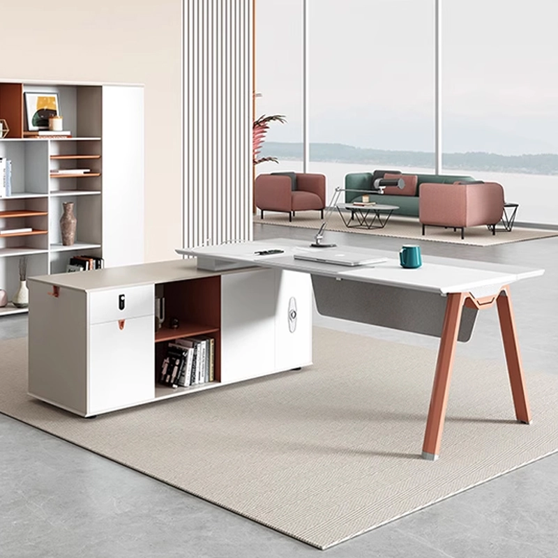 Compact Melamine Office Desk with Adjustable Height and Drawer - MEI YI