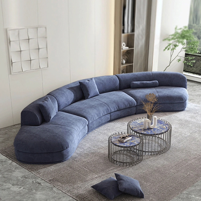 617-(7) - MEI YI Budapest Frosted Fabric Sofa Irregular Angled Large Flat Layer Italian Designer Frosted Fabric Corner Living Room Sofa - MEI YI