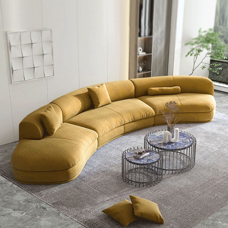 617-(9) - MEI YI Budapest Frosted Fabric Sofa Irregular Angled Large Flat Layer Italian Designer Frosted Fabric Corner Living Room Sofa - MEI YI