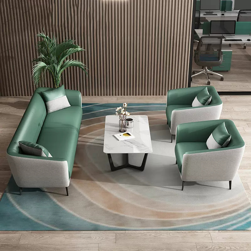 624 (10) Nordic Premium Customized Lounge Hotel Lobby Furniture Gray Synthetic Leather Single 4-Seater Reception Sofa