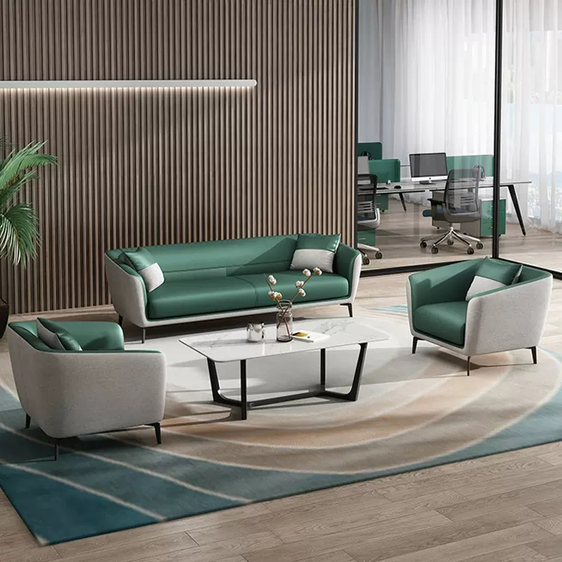 624 (13) Nordic Premium Customized Lounge Hotel Lobby Furniture Gray Synthetic Leather Single 4-Seater Reception Sofa