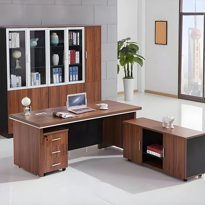 Wooden Executive Desk Chair Set Eco Friendly With Storage Cabinet For Commercial Space OEM Manufacturer MEIYI - MEI YI