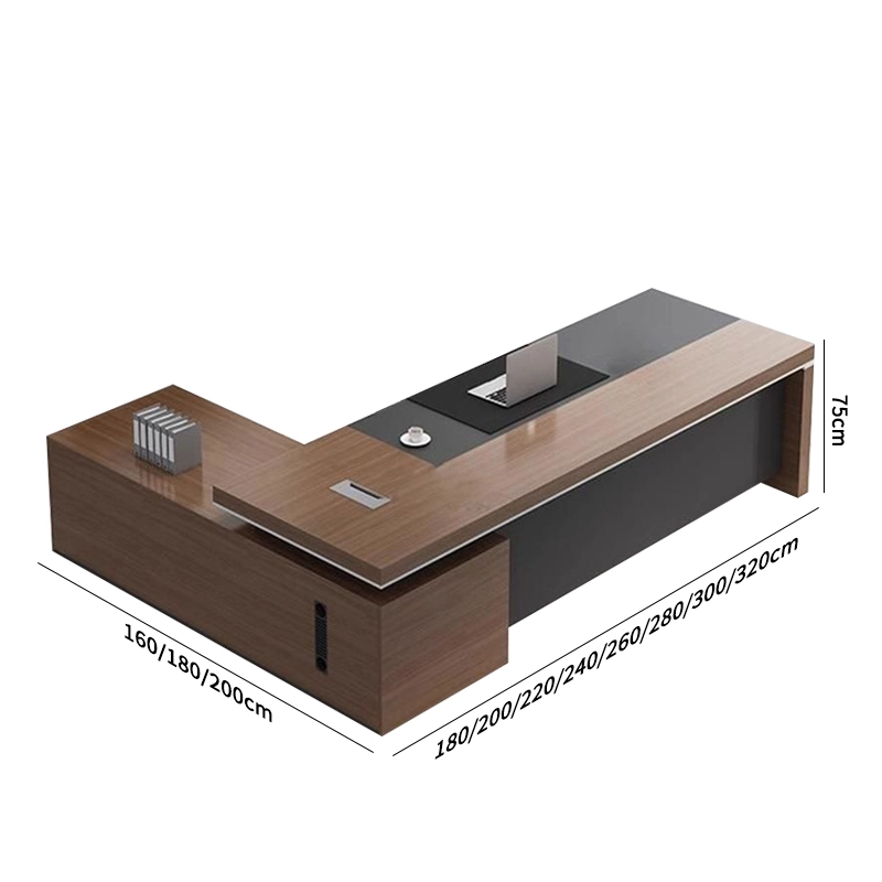 Customized Classic Wooden L Shaped Desk for Enterprise Boss Office Area B2B Furniture Vendor MEIYI - MEI YI