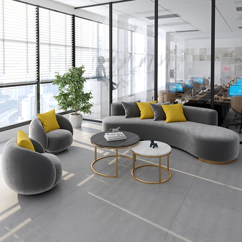 635 (4) Hot Sale Salon S Shape Sofa Chair Faux Leather Curved Waiting Room Couch Modern Sofa Set Furniture for Salon