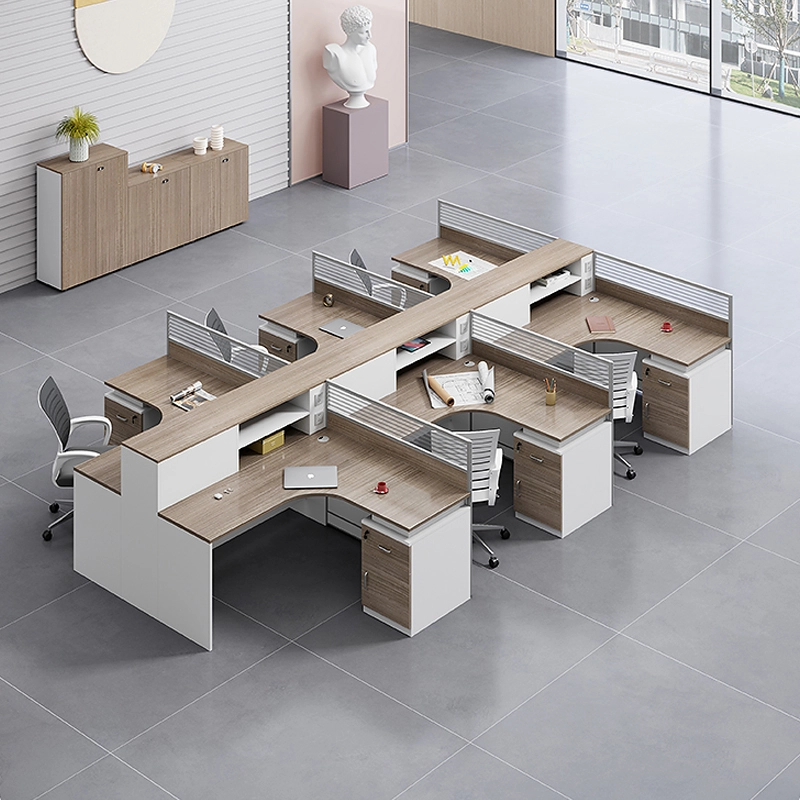 For 4 to 6 Person Modular Workstation Aluminum Glass Barrier Office Table Combination Furniture Office Chairs and Desk - MEI YI