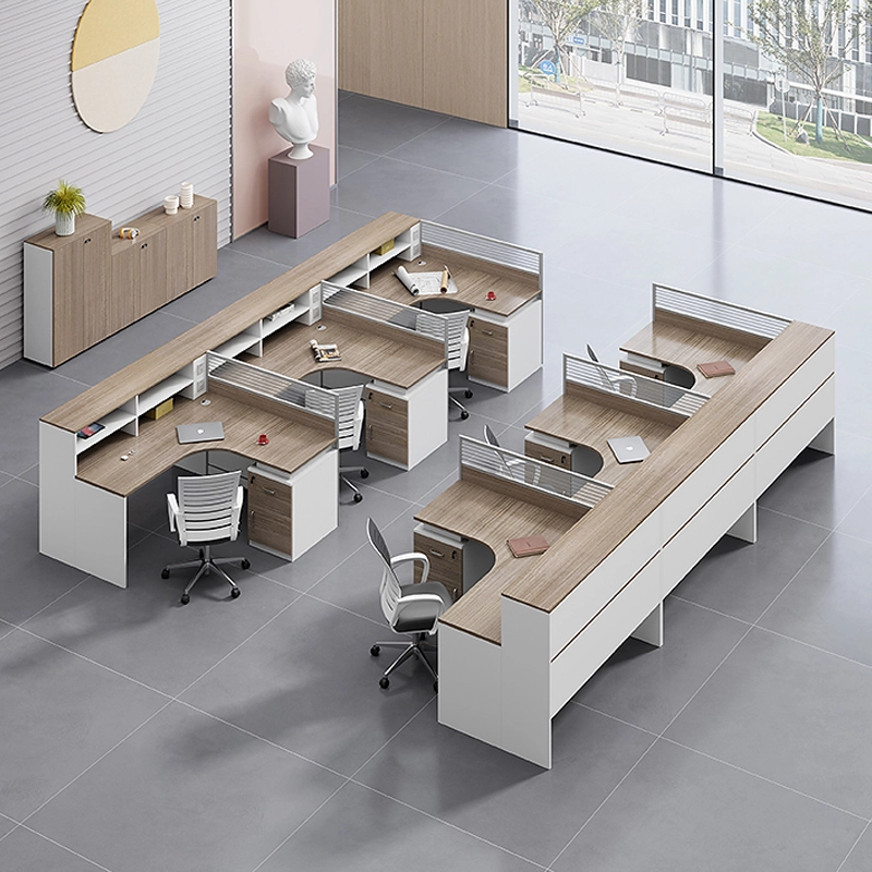 For 4 to 6 Person Modular Workstation Aluminum Glass Barrier Office Table Combination Furniture Office Chairs and Desk - MEI YI