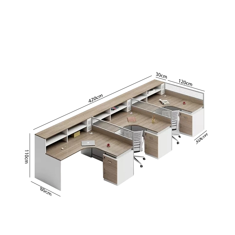 For 4 to 6 Person Modular Workstation Aluminum Glass Barrier Office Table Combination Furniture Office Chairs and Desk - MEI YI For 4 to 6 Person Modular Workstation Aluminum Glass Barrier Office Table Combination Furniture Office Chairs and Desk - MEI YI