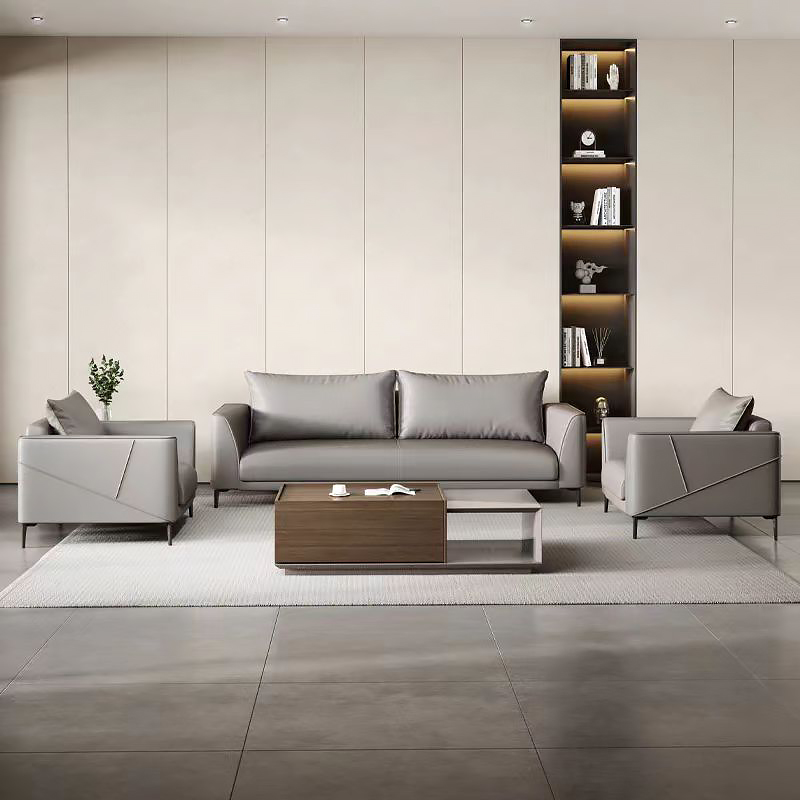 645 (12) Modern Commercial Office Reception Sofa Set – Leather Office Couch for Professional Office Furniture Layouts