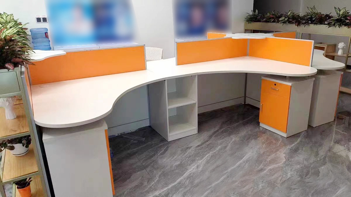 Modular-L--Shaped-4-Person-Office-Workstation-Desk-FurnitureDeskE1MFC-Computer-Table-Customized-Size - MEI YI Modular L -Shaped 4 Person Office Workstation Desk FurnitureDeskE1MFC Computer Table Customized Size - MEI YI