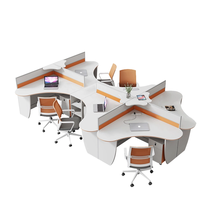 Modular-L--Shaped-4-Person-Office-Workstation-Desk-Furniture-Desk-E1-MFC-Computer-Table-Customized-Size - MEI YI Modular L -Shaped 4 Person Office Workstation Desk Furniture Desk E1 MFC Computer Table Customized Size - MEI YI