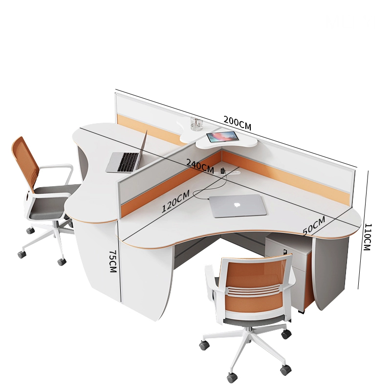 Modular L -Shaped 4 Person Office Workstation Desk Furniture Desk E1 MFC Computer Table Customized Size - MEI YI