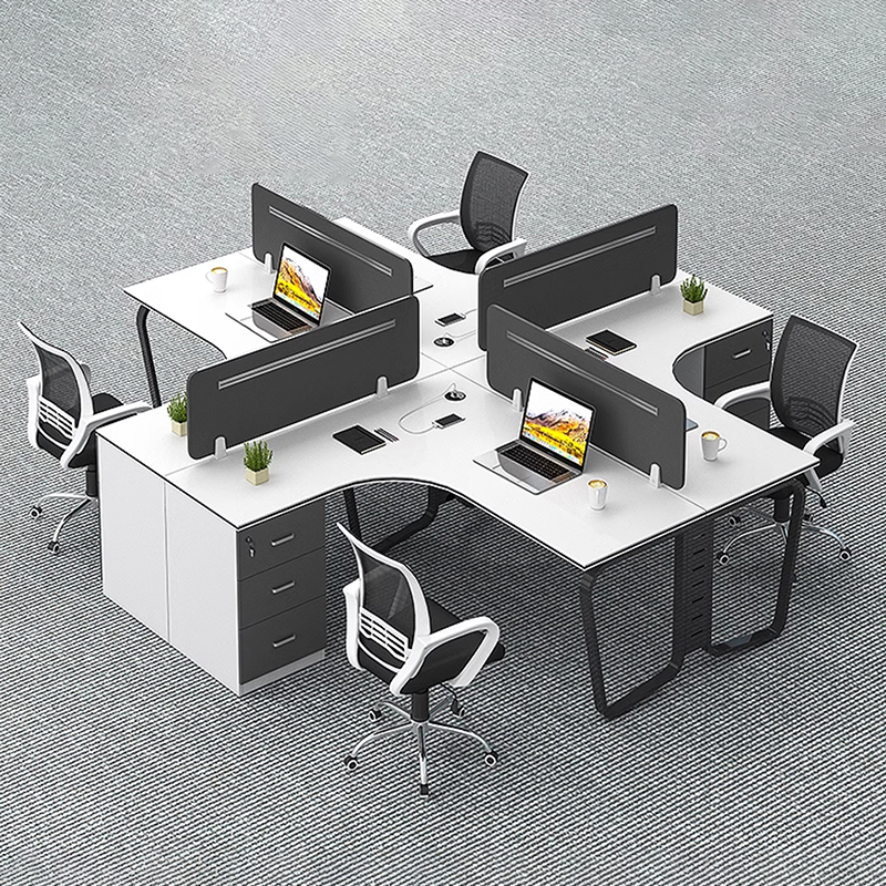L -Shaped Office Desk 4 Person Partition Workstation Tables