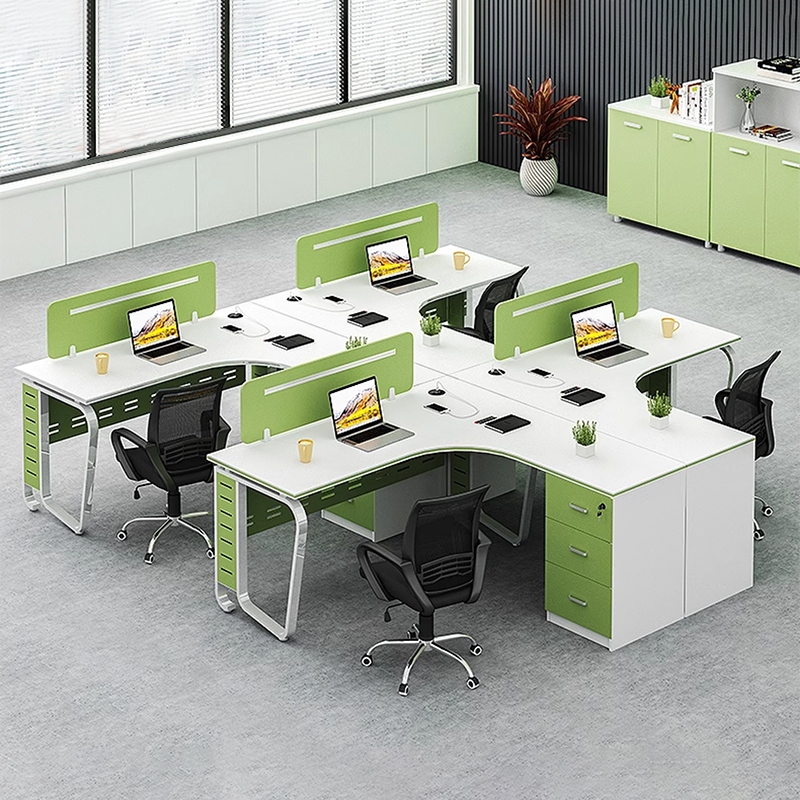 L -Shaped Office Desk 4 Person Partition Workstation Tables