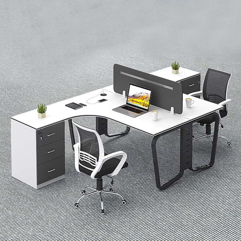 L -Shaped Office Desk 4 Person Partition Workstation Tables