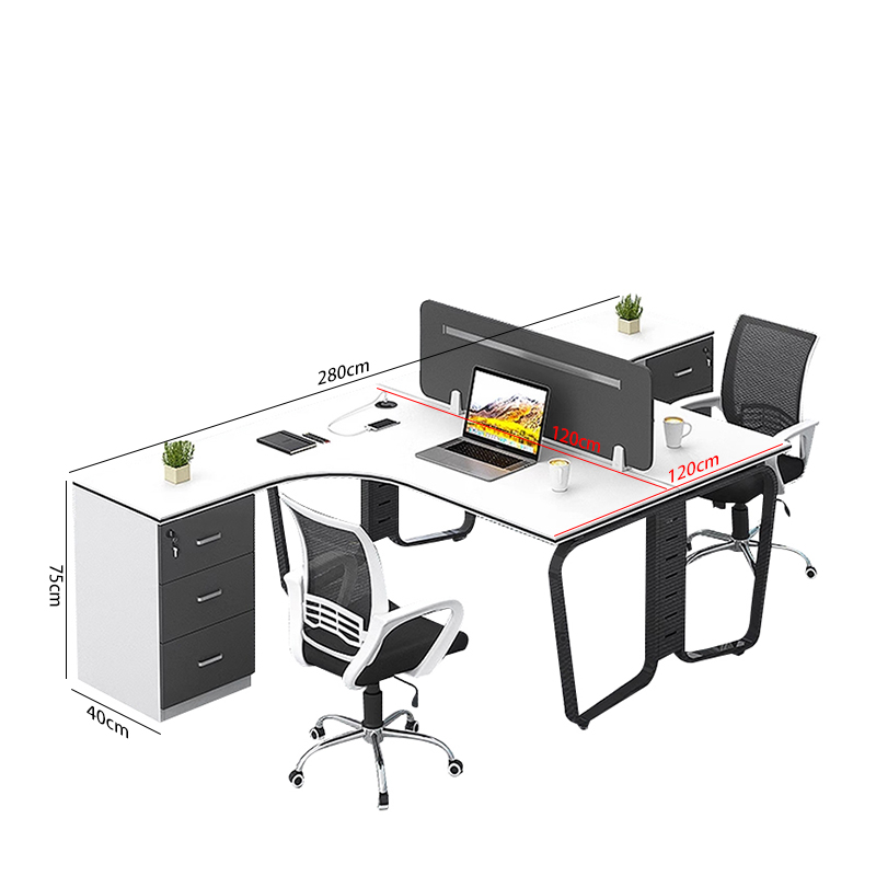 L -Shaped Office Desk 4 Person Partition Workstation Tables