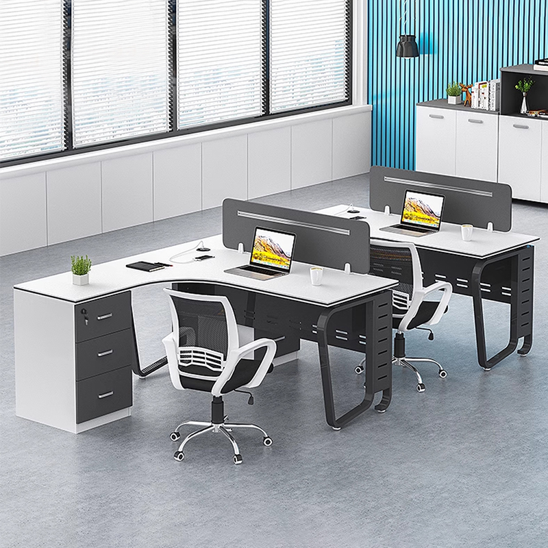 L -Shaped Office Desk 4 Person Partition Workstation Tables