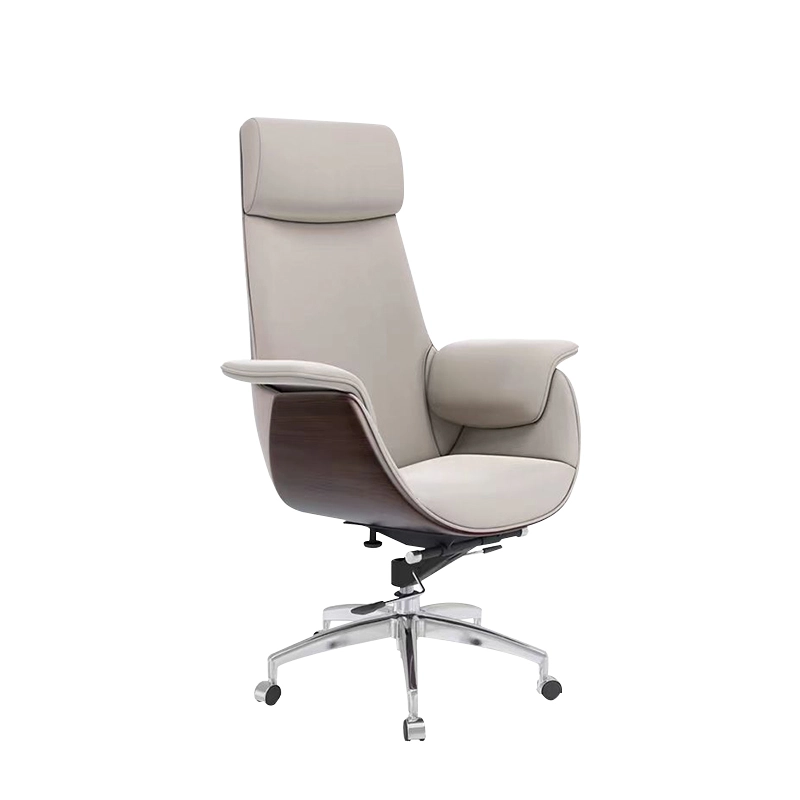 Modern Fully Reclining Adjustable Executive Office Chair Soft Dark Gray Top Grain Leather - MEI YI