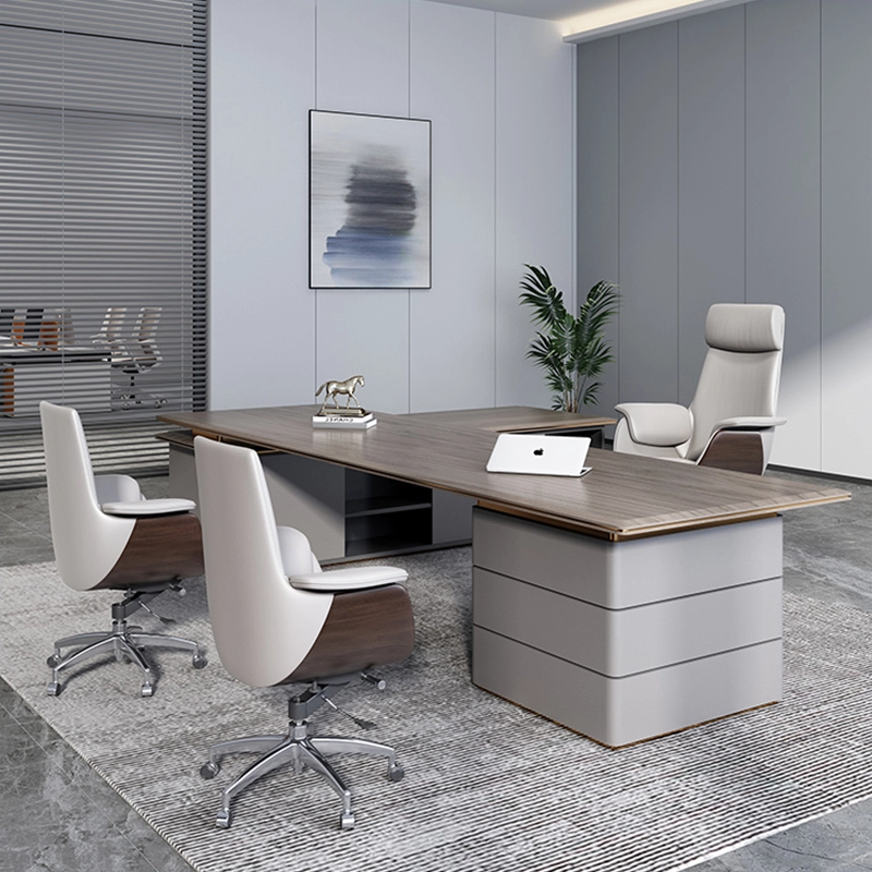 Modern Fully Reclining Adjustable Executive Office Chair Soft Dark Gray Top Grain Leather - MEI YI