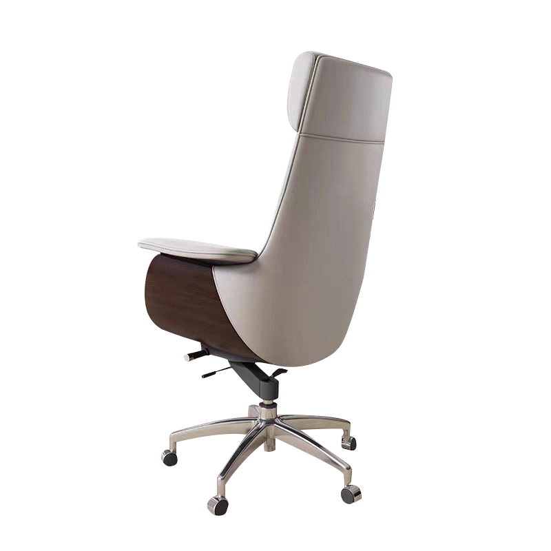 Modern Fully Reclining Adjustable Executive Office Chair Soft Dark Gray Top Grain Leather - MEI YI