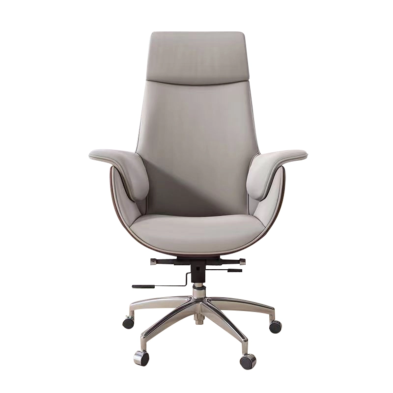 Modern Fully Reclining Adjustable Executive Office Chair Soft Dark Gray Top Grain Leather - MEI YI