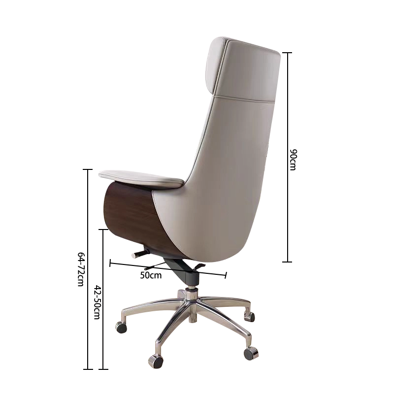 Modern Fully Reclining Adjustable Executive Office Chair Soft Dark Gray Top Grain Leather - MEI YI
