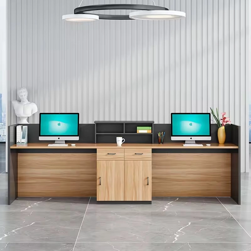 Elegant Modern Durable MFC Reception Table Office Furniture Office Red Reception Counter - MEI YI