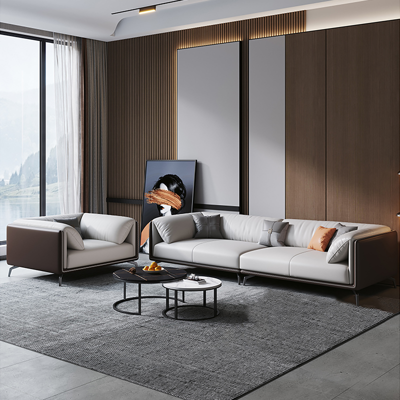 682 (10) Luxury Modern Leather Office Sofa Set – Commercial Furniture with Corner Sofa & Executive Office Seating