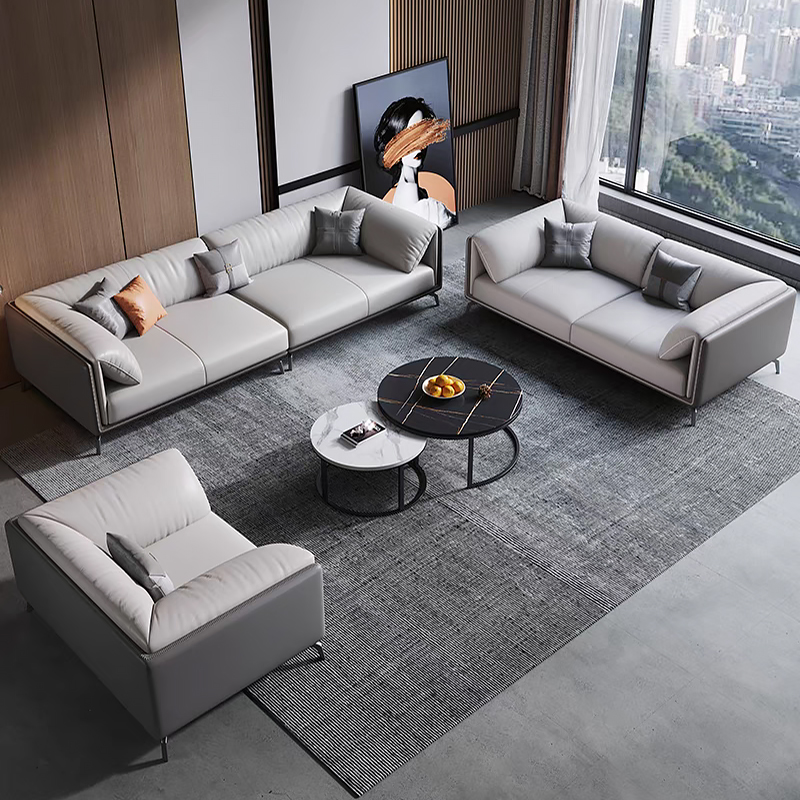 682 (12) Luxury Modern Leather Office Sofa Set – Commercial Furniture with Corner Sofa & Executive Office Seating