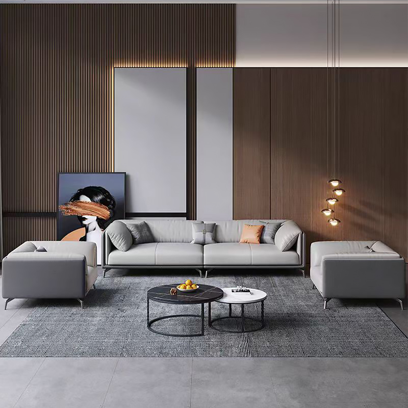 682 (13) Luxury Modern Leather Office Sofa Set – Commercial Furniture with Corner Sofa & Executive Office Seating