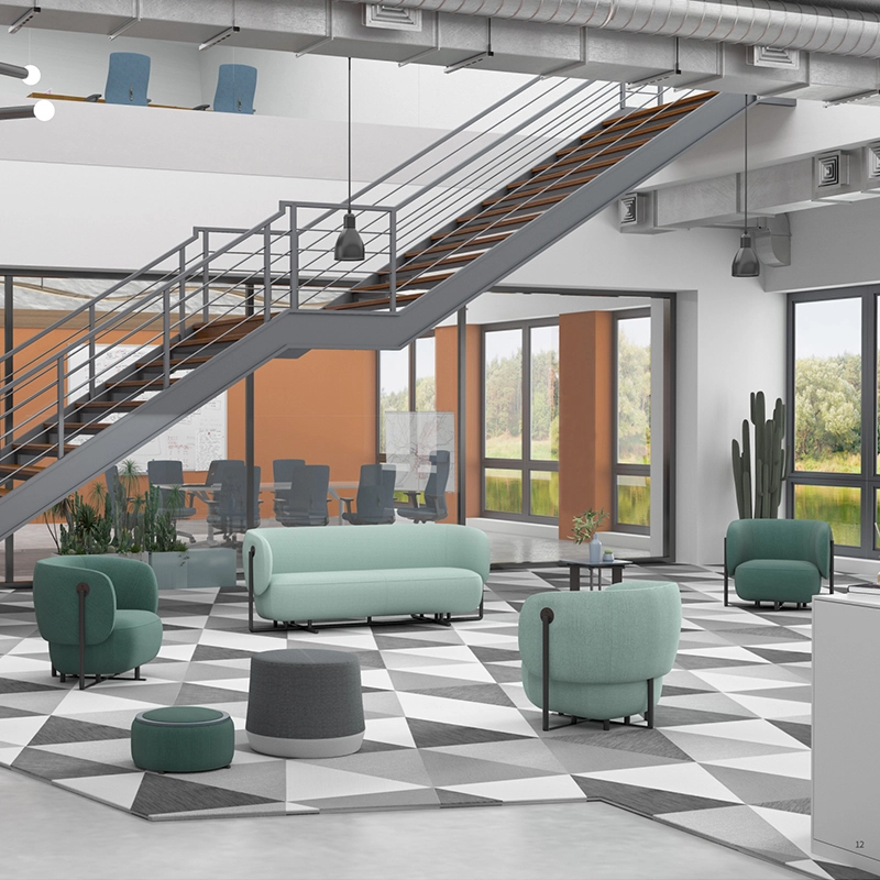 Modular Fabric Office Reception Sofa Set – 3 Seater Green Sofa for Professional Workspace Layouts - MEI YI