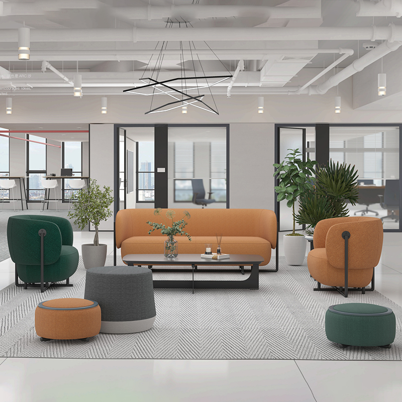 Modular Fabric Office Reception Sofa Set – 3 Seater Green Sofa for Professional Workspace Layouts